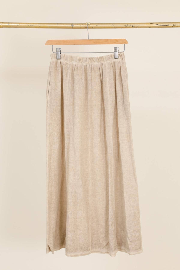 Linen Blend Maxi Skirt in Beige - Vératex Fabrics