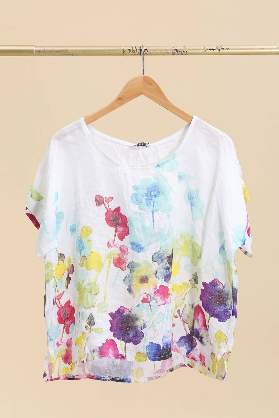 Pure Linen Floral T-Shirt - Vératex Fabrics