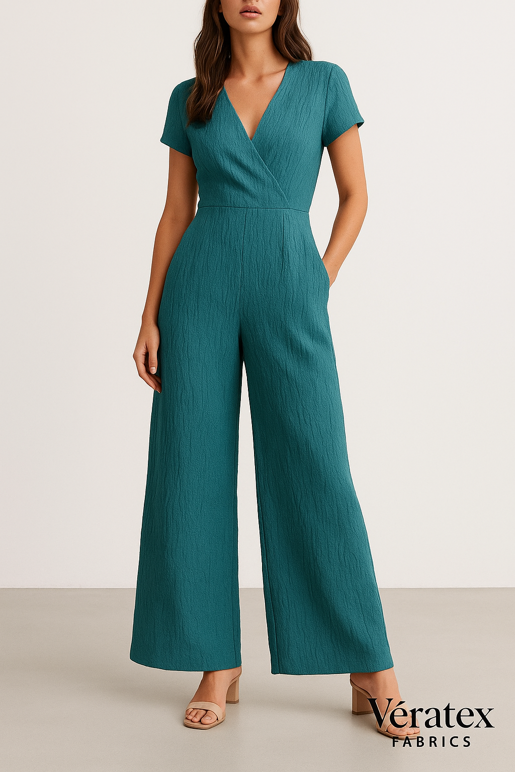 Teal Tree Bark Textured Jacquard – Sold by the Metre - Vératex Fabrics