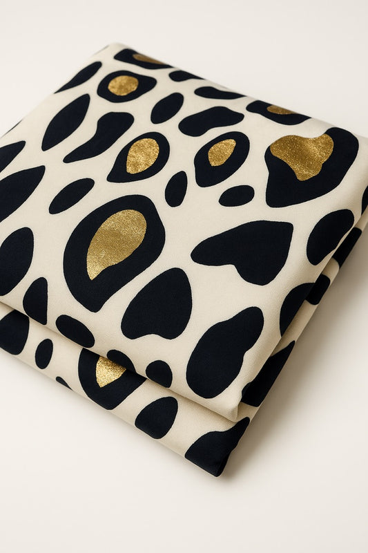 Gold Foil Leopard Print Viscose Jersey Fabric – Sold by the Metre - Vératex Fabrics