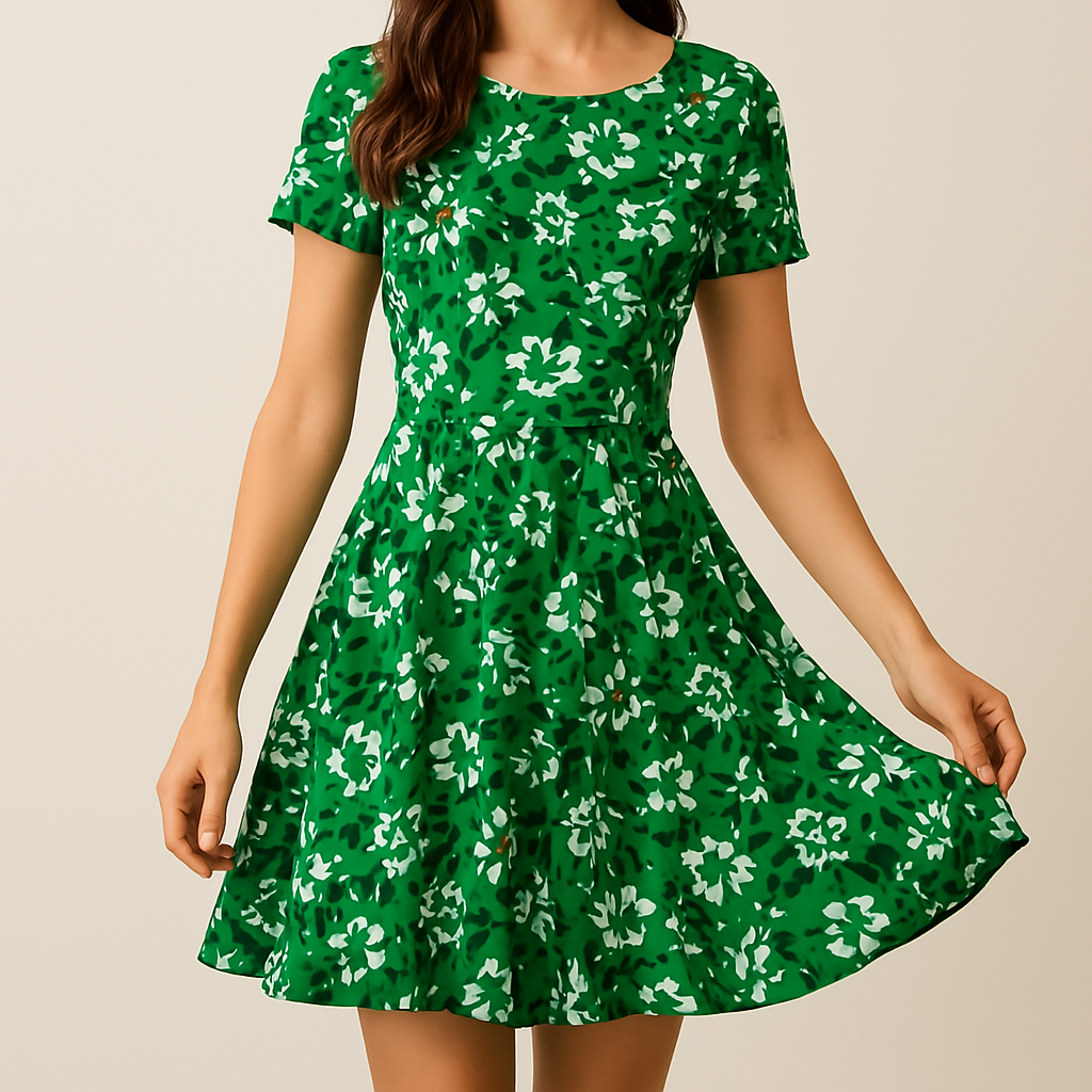 Green Floral ITY Fabric – Stretch Knit – Sold by the Metre - Vératex Fabrics