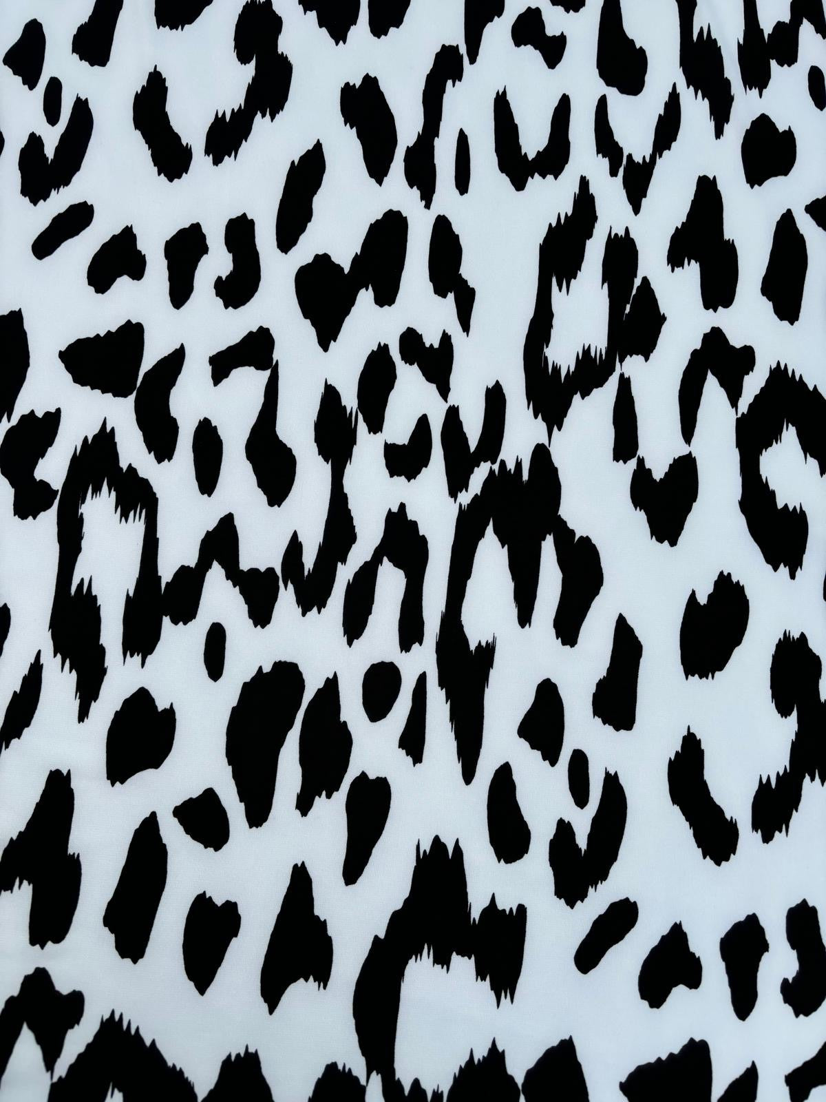 Black & White Leopard ITY Fabric – Stretch Knit – Sold by the Metre - Vératex Fabrics