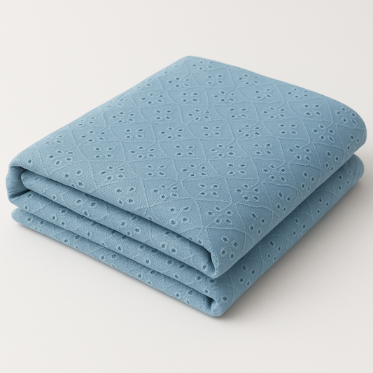 Sky Blue Broderie Anglaise Fabric – Sold by the metre - Vératex Fabrics