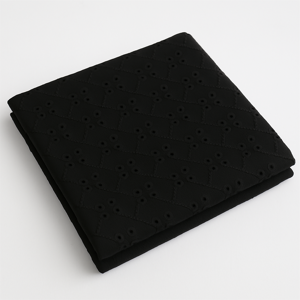 Black Broderie Anglaise Fabric – Sold by the metre - Vératex Fabrics