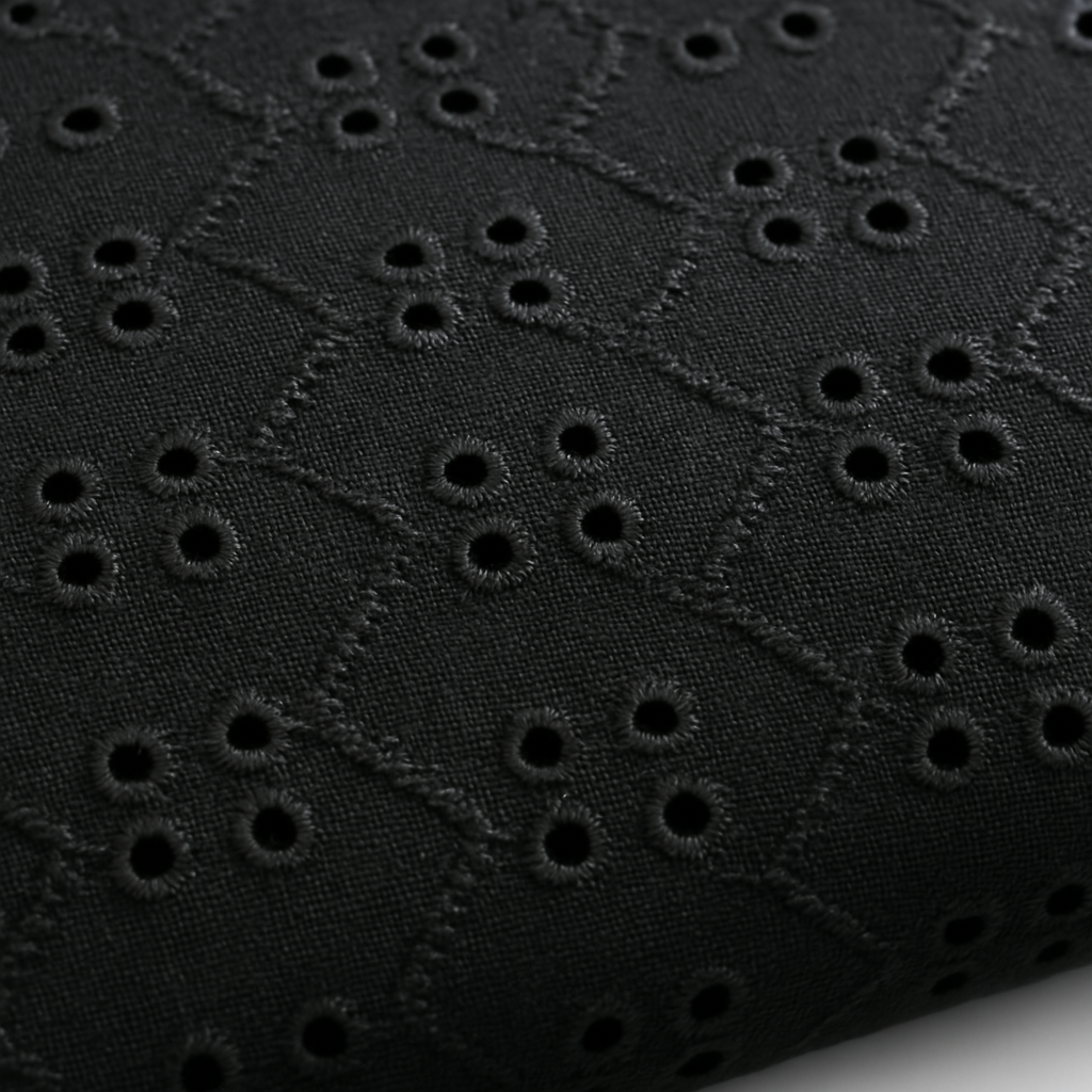Black Broderie Anglaise Fabric – Sold by the metre - Vératex Fabrics