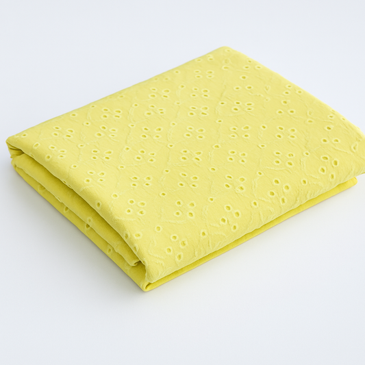 Lemon Broderie Anglaise Fabric – Sold by the metre - Vératex Fabrics