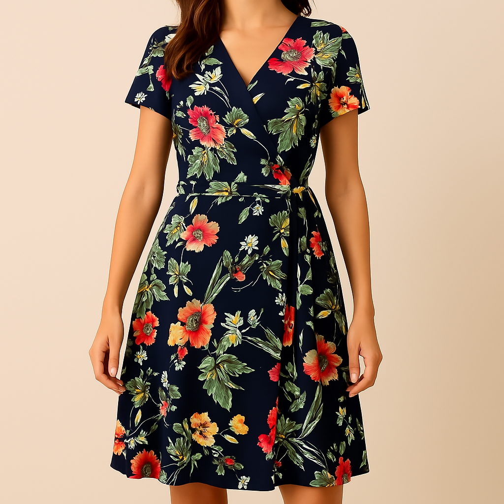 Navy Floral Garden ITY Fabric – Sold by the Metre - Vératex Fabrics