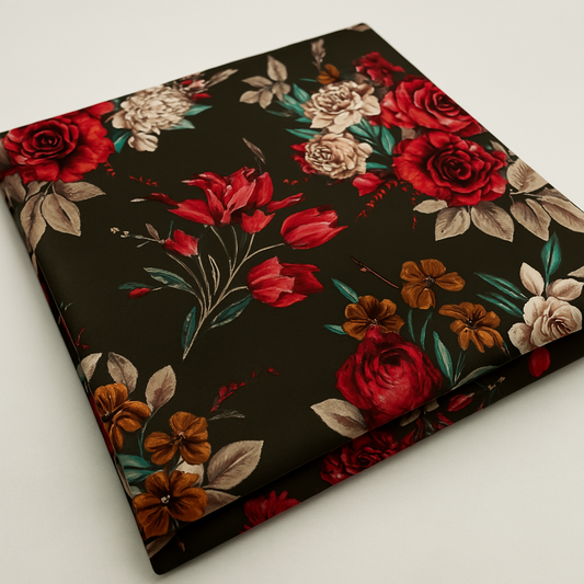 Chocolate Rose Garden ITY Fabric – Sold by the metre" - Vératex Fabrics