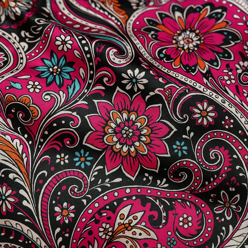 Fuchsia Floral Satin Fabric – Sold by the Metre - Vératex Fabrics