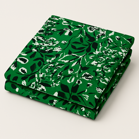 Green Floral ITY Fabric – Stretch Knit – Sold by the Metre - Vératex Fabrics