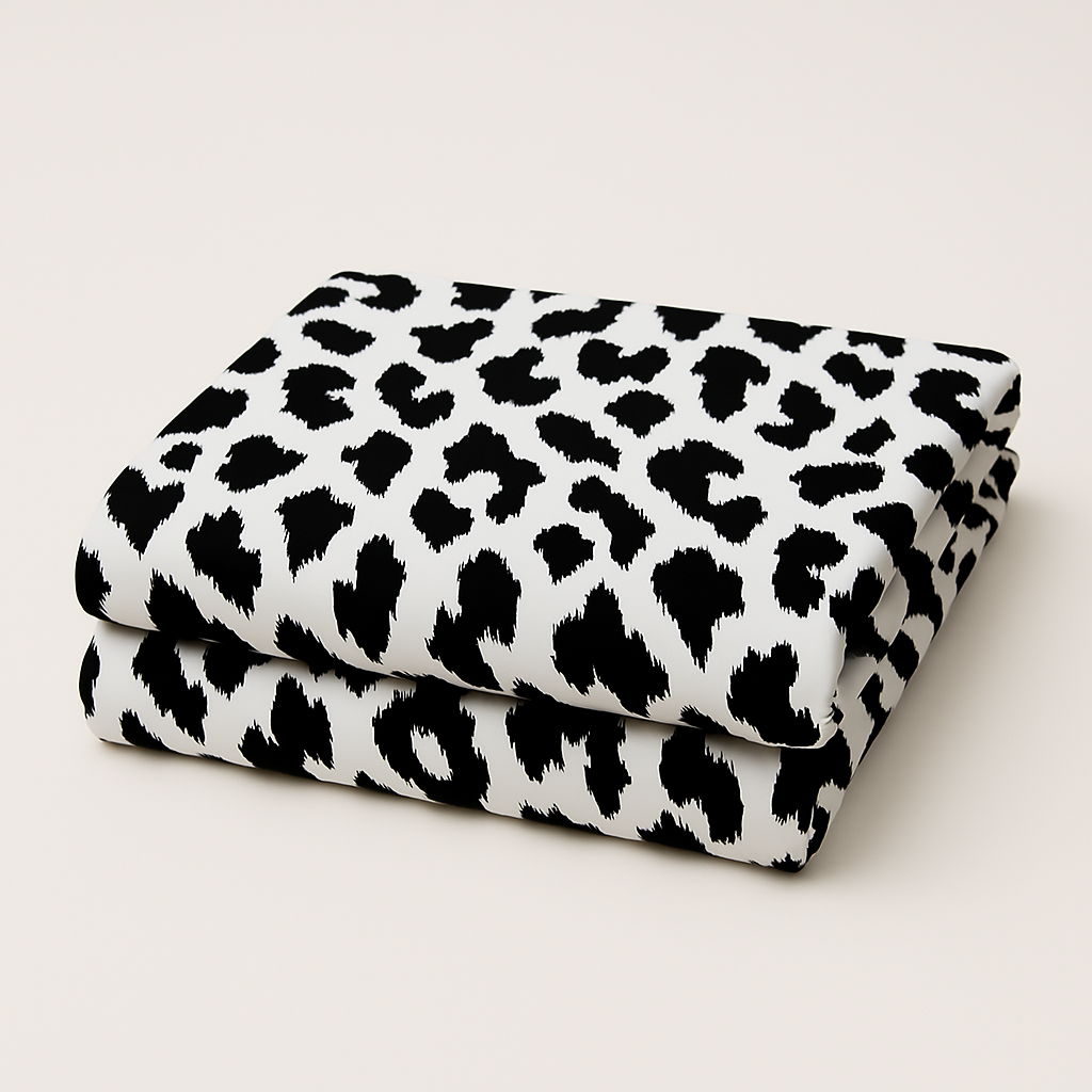 Black & White Leopard ITY Fabric – Stretch Knit – Sold by the Metre - Vératex Fabrics