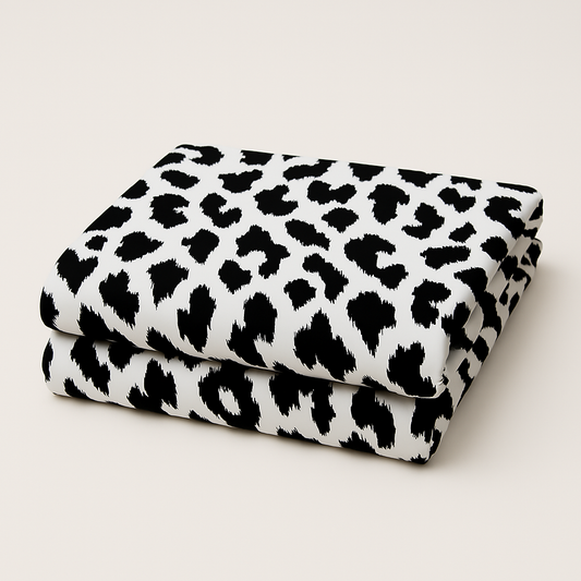 Black & White Leopard ITY Fabric – Stretch Knit – Sold by the Metre - Vératex Fabrics