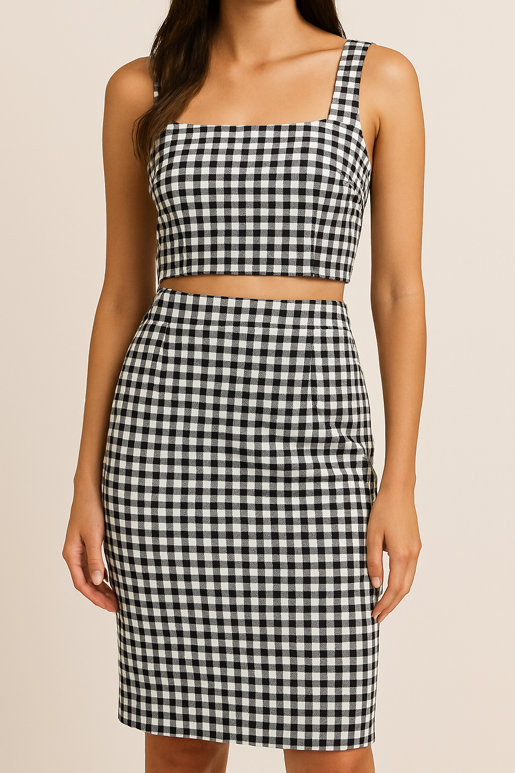 Black & White Gingham Bengaline Fabric – Sold by the Metre - Vératex Fabrics