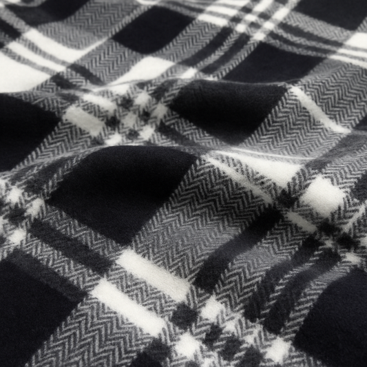 Black & White Check Brushed Fleece – Sold by the Metre