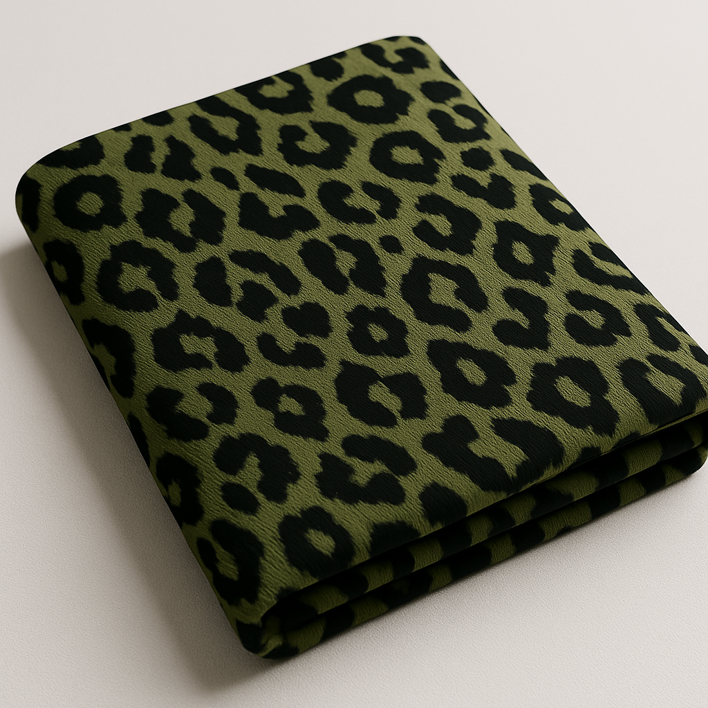 Khaki Leopard Print Viscose Jersey – Sold by the Metre