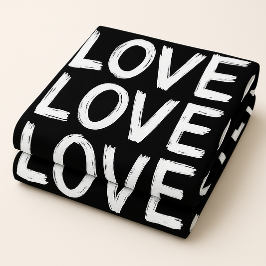 LOVE Print Viscose Jersey – Sold by the Metre - Vératex Fabrics