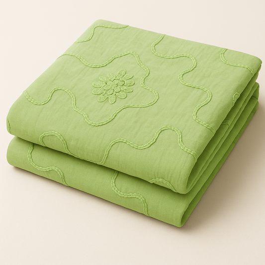 Green Floral Embroidered Poly-Cotton Fabric – Sold by the Metre - Vératex Fabrics
