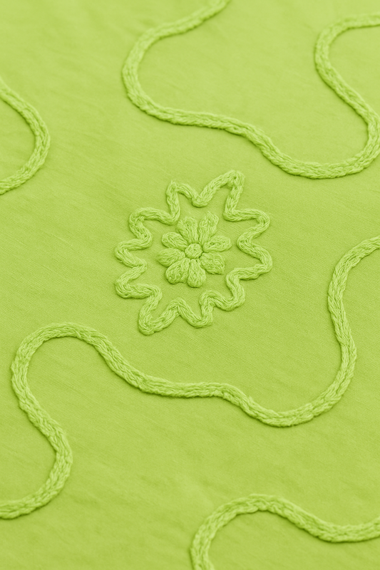 Green Floral Embroidered Poly-Cotton Fabric – Sold by the Metre - Vératex Fabrics