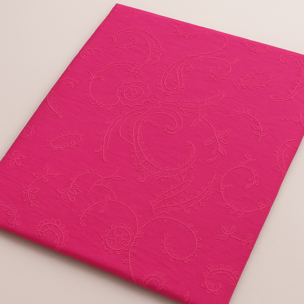 Hot Pink Paisley Embroidered Fabric – Sold by the Metre