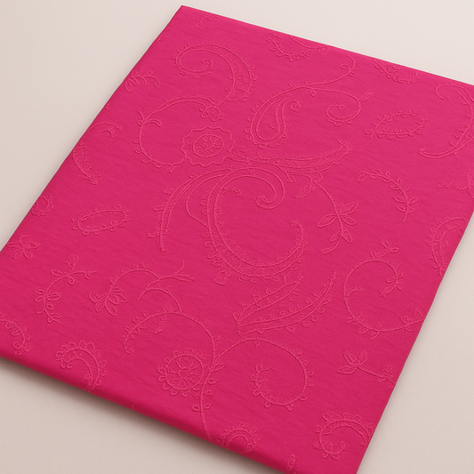 Hot Pink Paisley Embroidered Fabric – Sold by the Metre - Vératex Fabrics