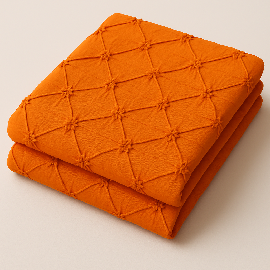 Orange Pinch Embroidered Poly Cotton Fabric – Sold by the Metre - Vératex Fabrics