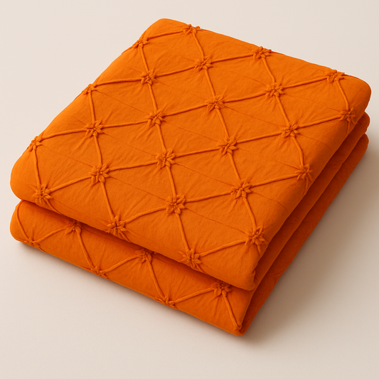 Orange Pinch Embroidered Poly Cotton Fabric – Sold by the Metre - Vératex Fabrics