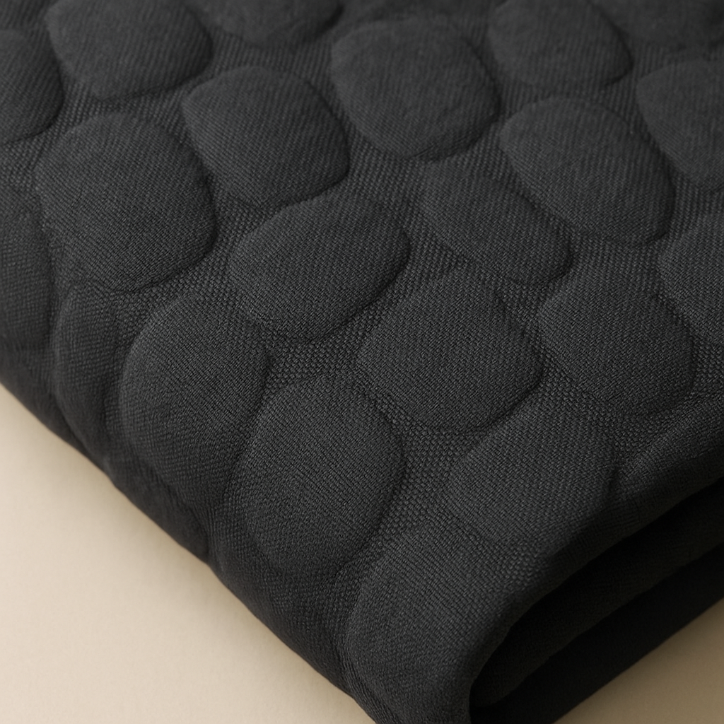 Black Quilted Jacquard Fabric – Sold by the Metre