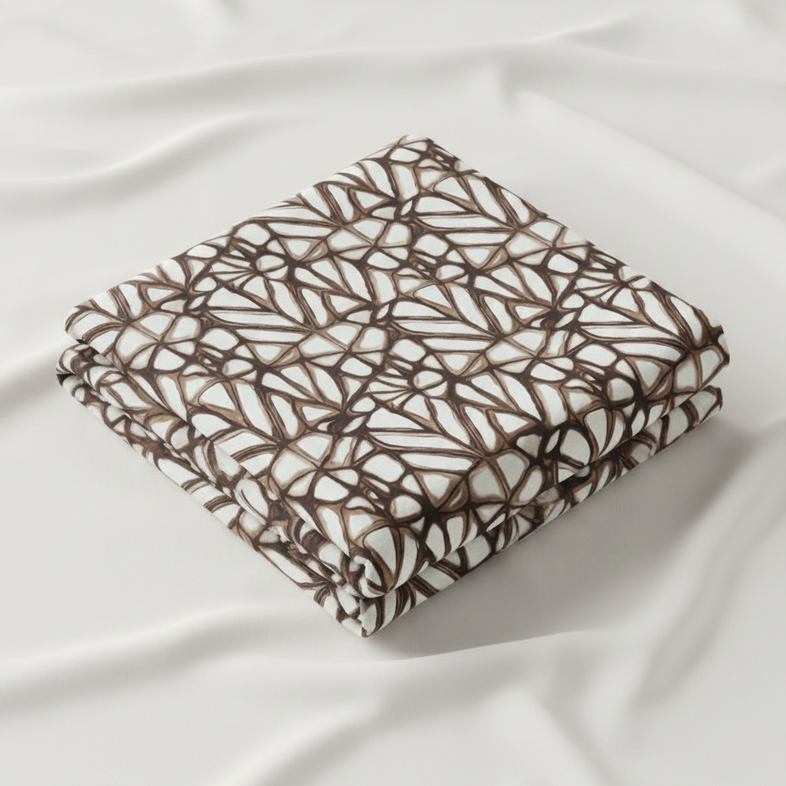 Mocha Abstract Print French Terry – Sold by the Metre - Vératex Fabrics