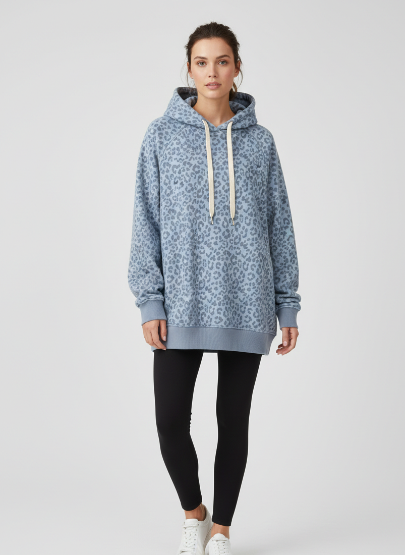 Grey Tonal Leopard Loopback Sweatshirt Fabric – Sold by the Metre - Vératex Fabrics