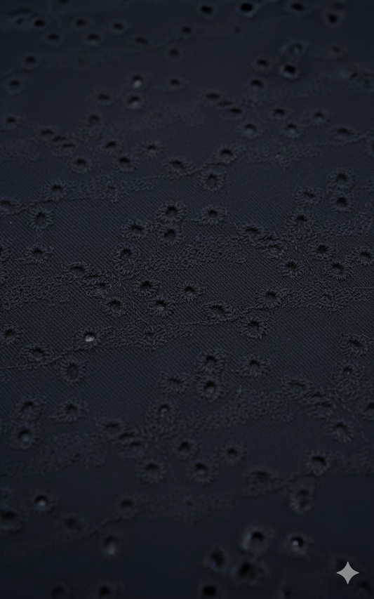 Black Broderie Anglaise Fabric – Sold by the metre - Vératex Fabrics