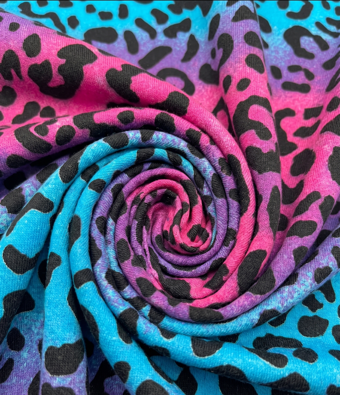 Electric Ombre Leopard Print Cotton Jersey Fabric