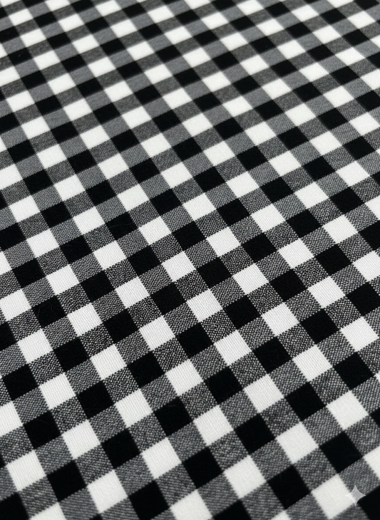 Black & White Gingham Bengaline Fabric – Sold by the Metre - Vératex Fabrics