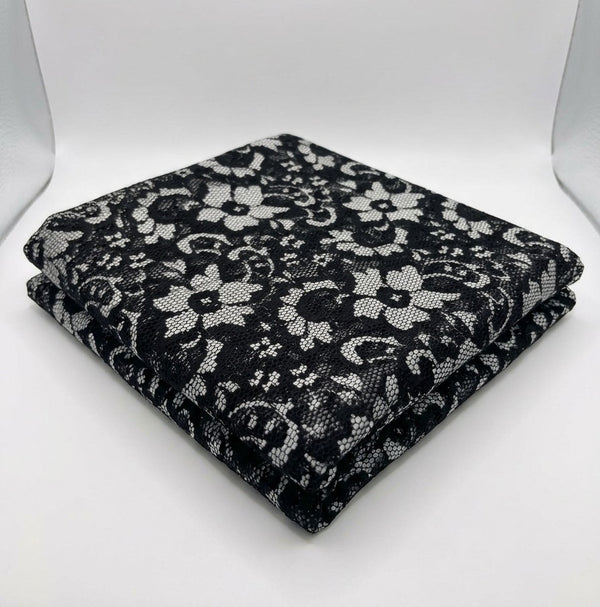 Silver Floral Lace Fabric