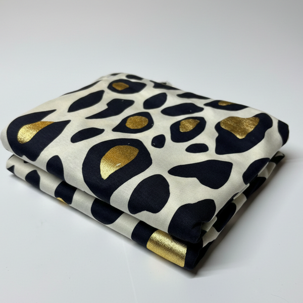 Gold Foil Leopard Print Viscose Jersey Fabric – Sold by the Metre - Vératex Fabrics
