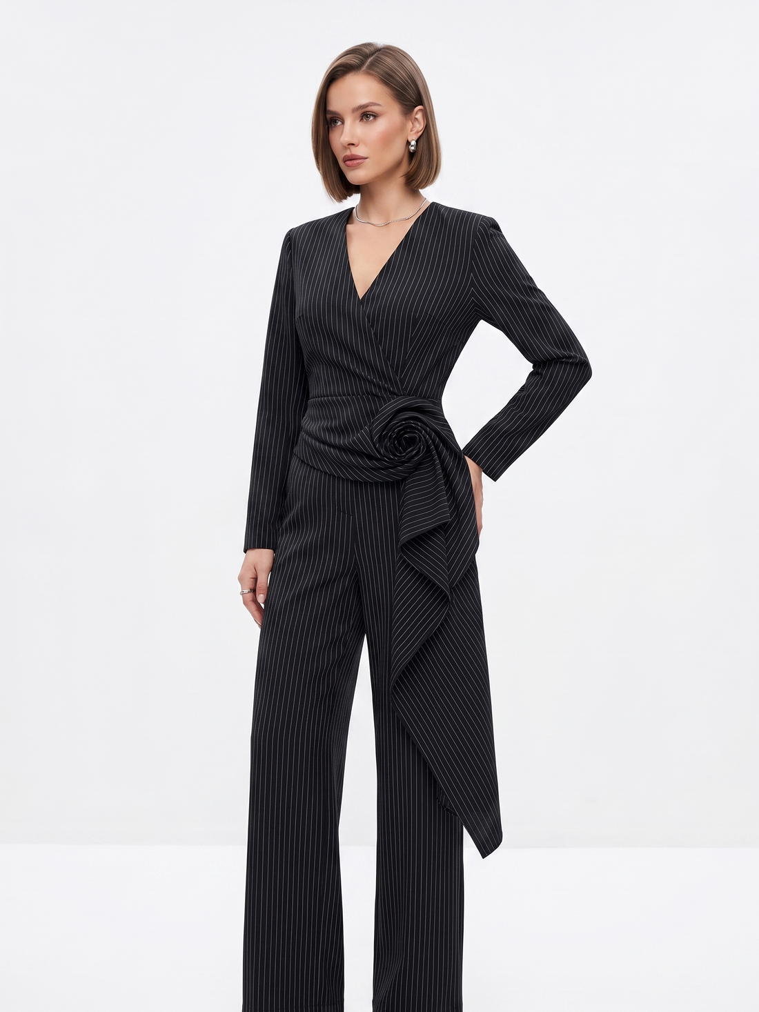 Black Pinstripe Poly Cotton Fabric – Woven Twill - Vératex Fabrics