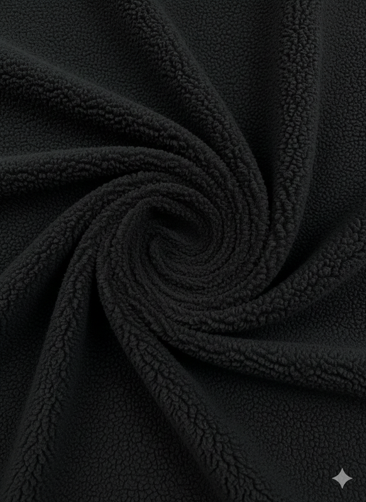 Black Sherpa Fleece Fabric – Sold by the Metre - Vératex Fabrics