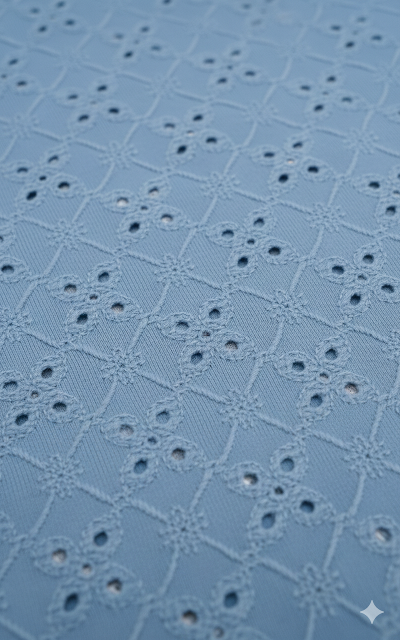 Sky Blue Broderie Anglaise Fabric – Sold by the metre - Vératex Fabrics