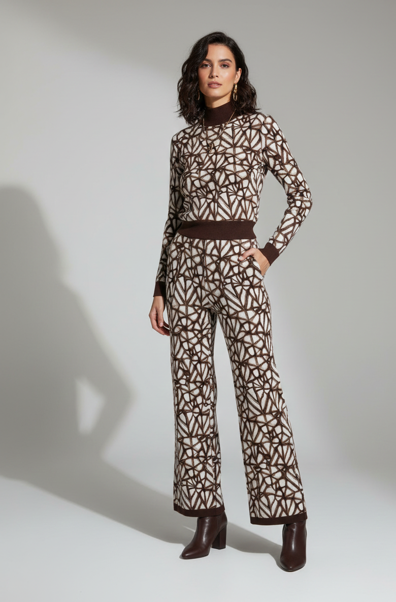 Mocha Abstract Print French Terry – Sold by the Metre - Vératex Fabrics