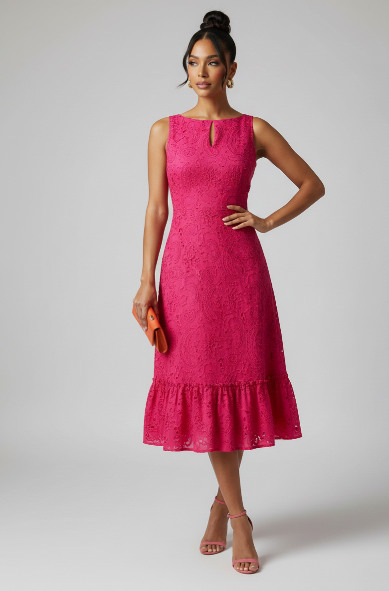Hot Pink Paisley Embroidered Fabric – Sold by the Metre - Vératex Fabrics