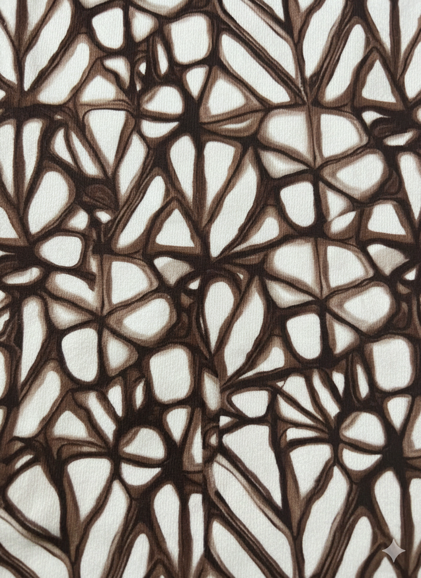 Mocha Abstract Print French Terry – Sold by the Metre - Vératex Fabrics