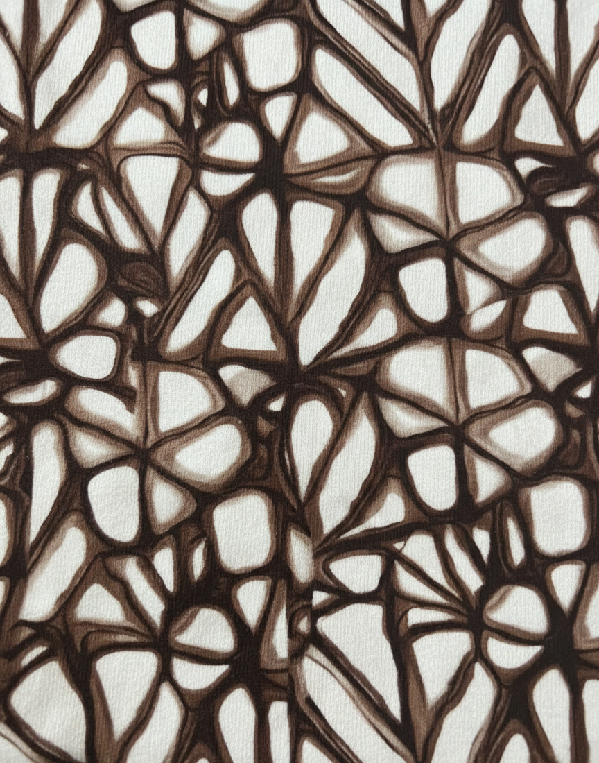 Mocha Abstract Print French Terry – Sold by the Metre - Vératex Fabrics