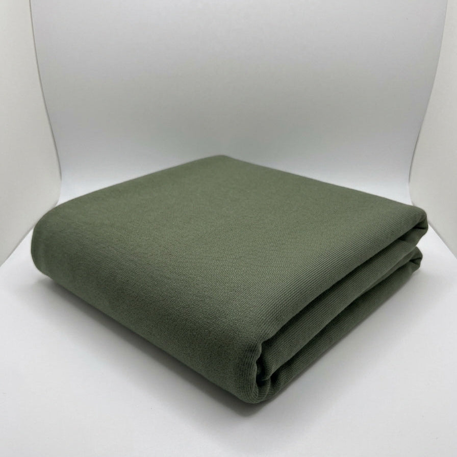 Olive Cotton Interlock Jersey Fabric – 100% Cotton Double Knit