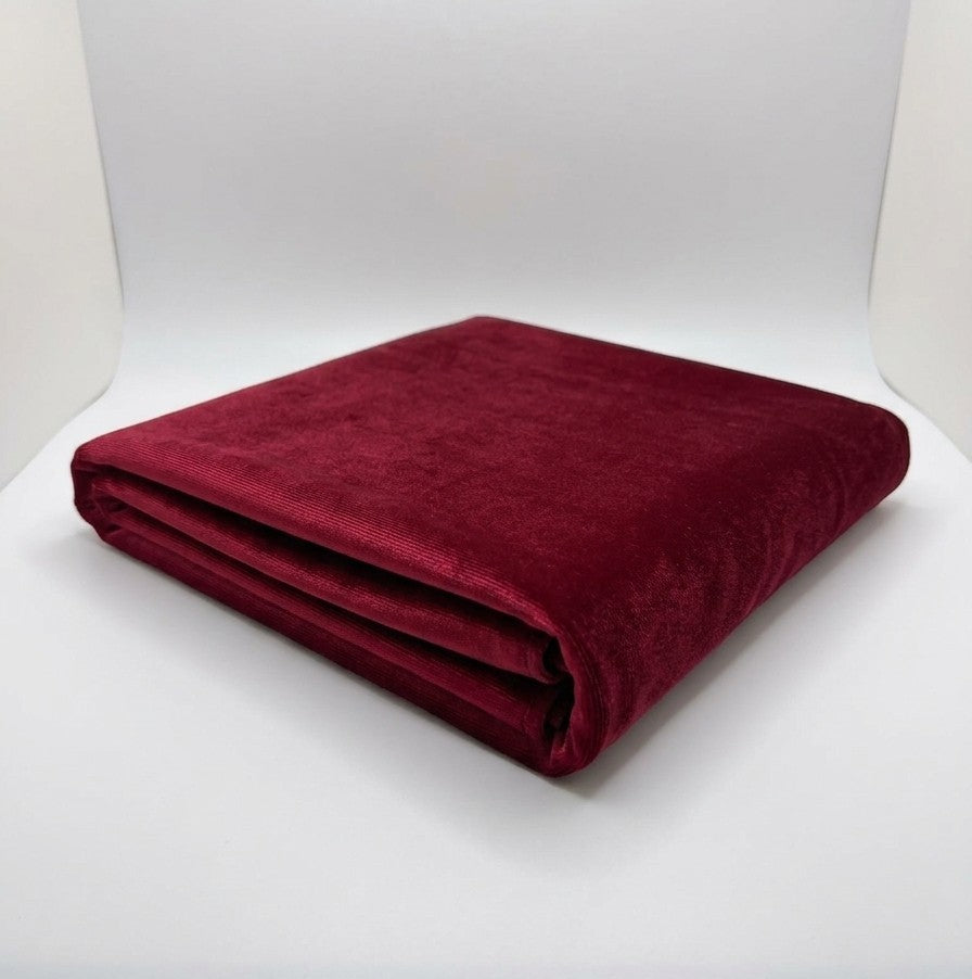 Wine Stretch Velvet Fabric
