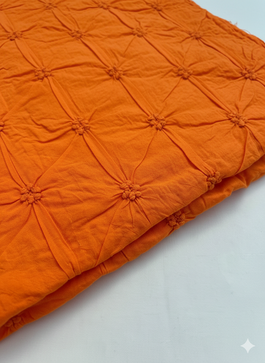 Orange Pinch Embroidered Poly Cotton Fabric – Sold by the Metre - Vératex Fabrics