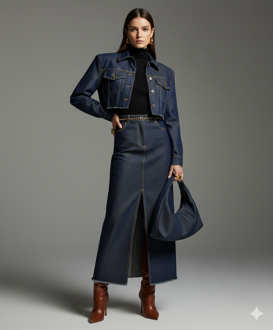 Blue Lurex Denim Fabric (Non-Stretch) – Sold by the Metre - Vératex Fabrics