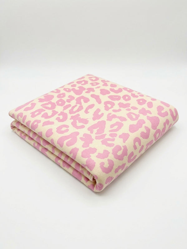 Pink Leopard Brushed Back Fleece Jersey