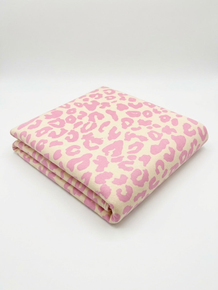 Pink Leopard Brushed Back Fleece Jersey