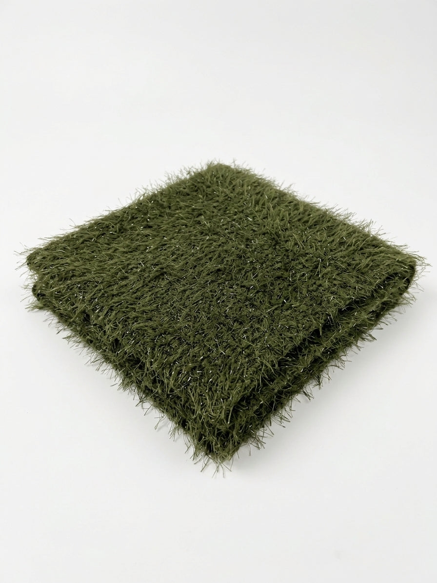 Olive Sparkle Eyelash Knit Fabric