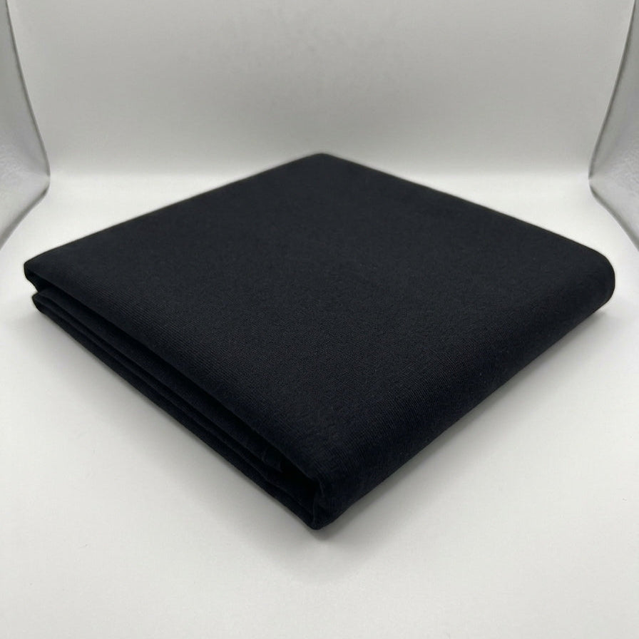 Black Cotton Interlock Jersey Fabric – 100% Cotton Double Knit