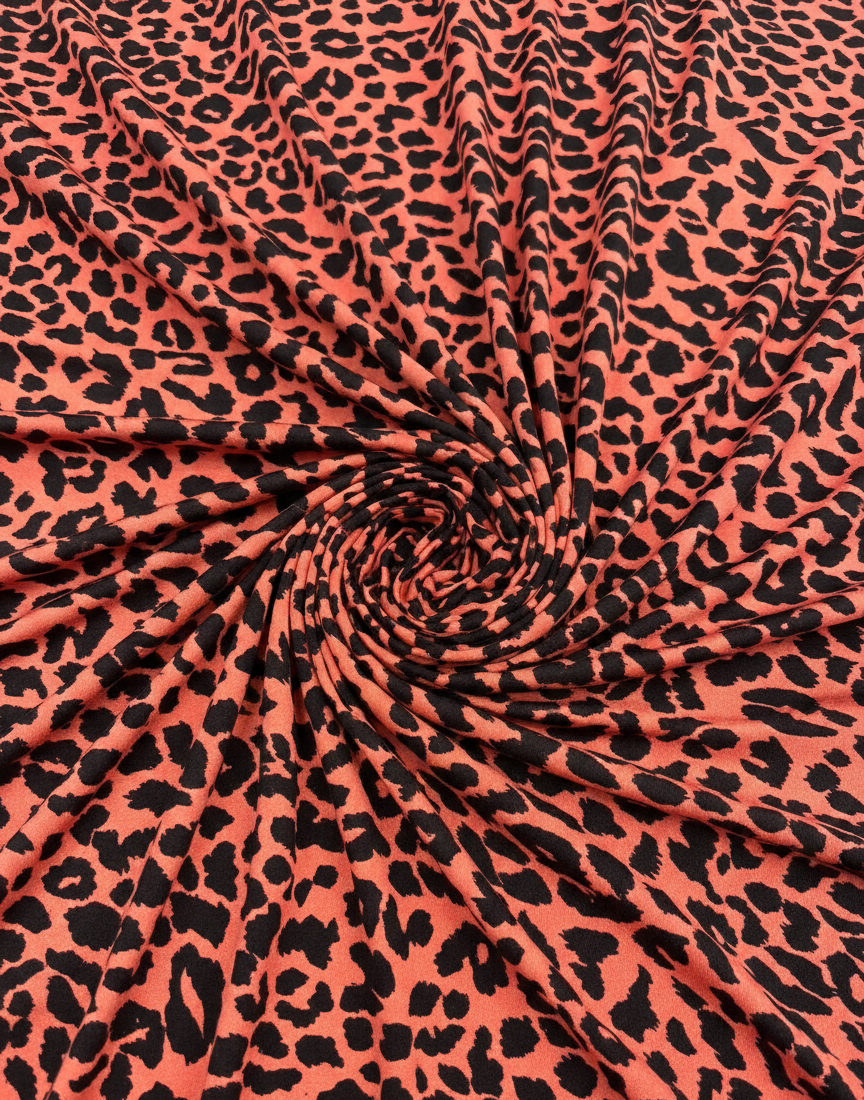 Coral Leopard Print Viscose Jersey – Sold by the Metre - Vératex Fabrics